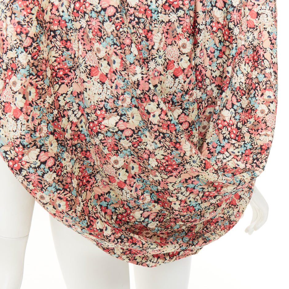 JUNYA WATANABE 2007 multicolor ditsy floral gathered smocked cotton blouse S