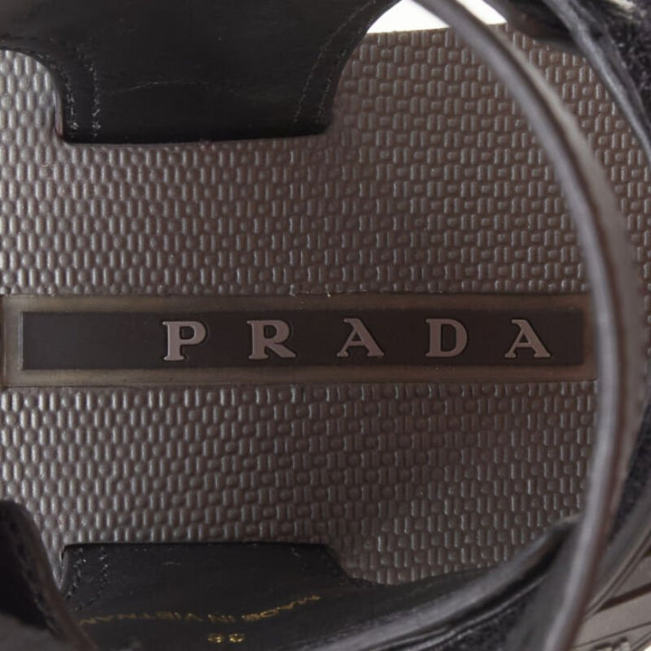 PRADA black silver punk stud embellished sports strap gladiator sandals EU36