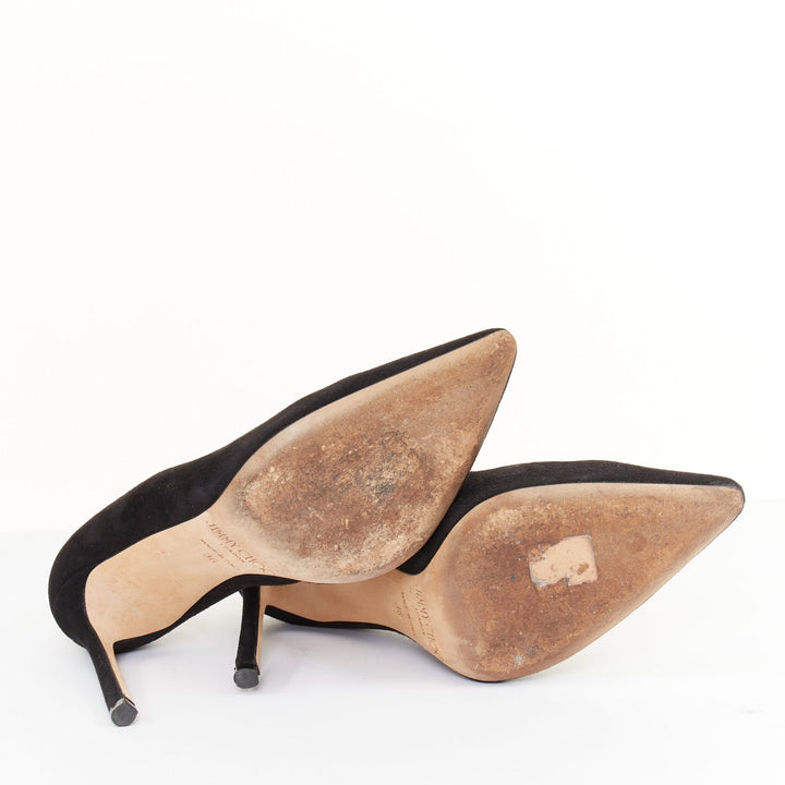 JIMMY CHOO Romy 100 classic black calf suede pointed toe stiletto pumps EU36 US6