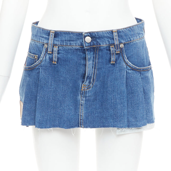 DODO BAR OR Lennon Mini Skirt blue pleated front brown tag short skirt IT34 S