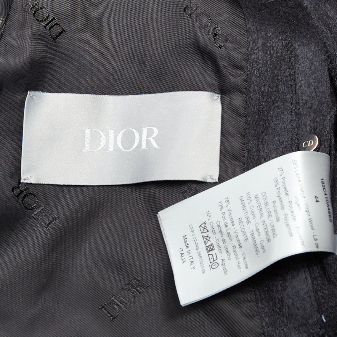 DIOR HOMME AMOAKO BOAFO black applique patchwork silhouette safari jacket FR44