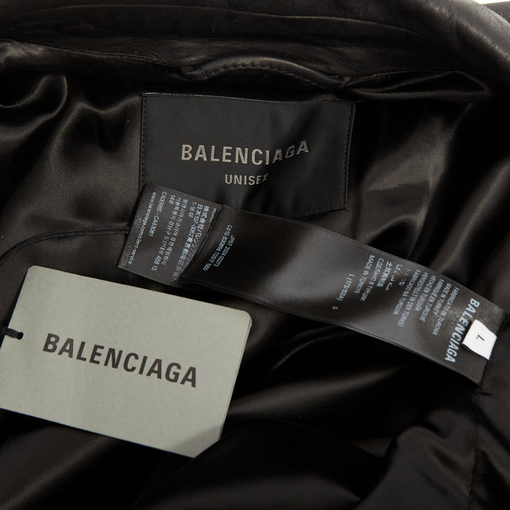 BALENCIAGA 2024 Demna black super oversized cowhide leather moto biker jacket L