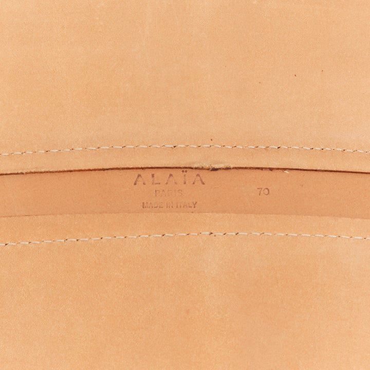 rare AZZEDINE ALAIA black suede leather wide scallop corset statement belt 70cm