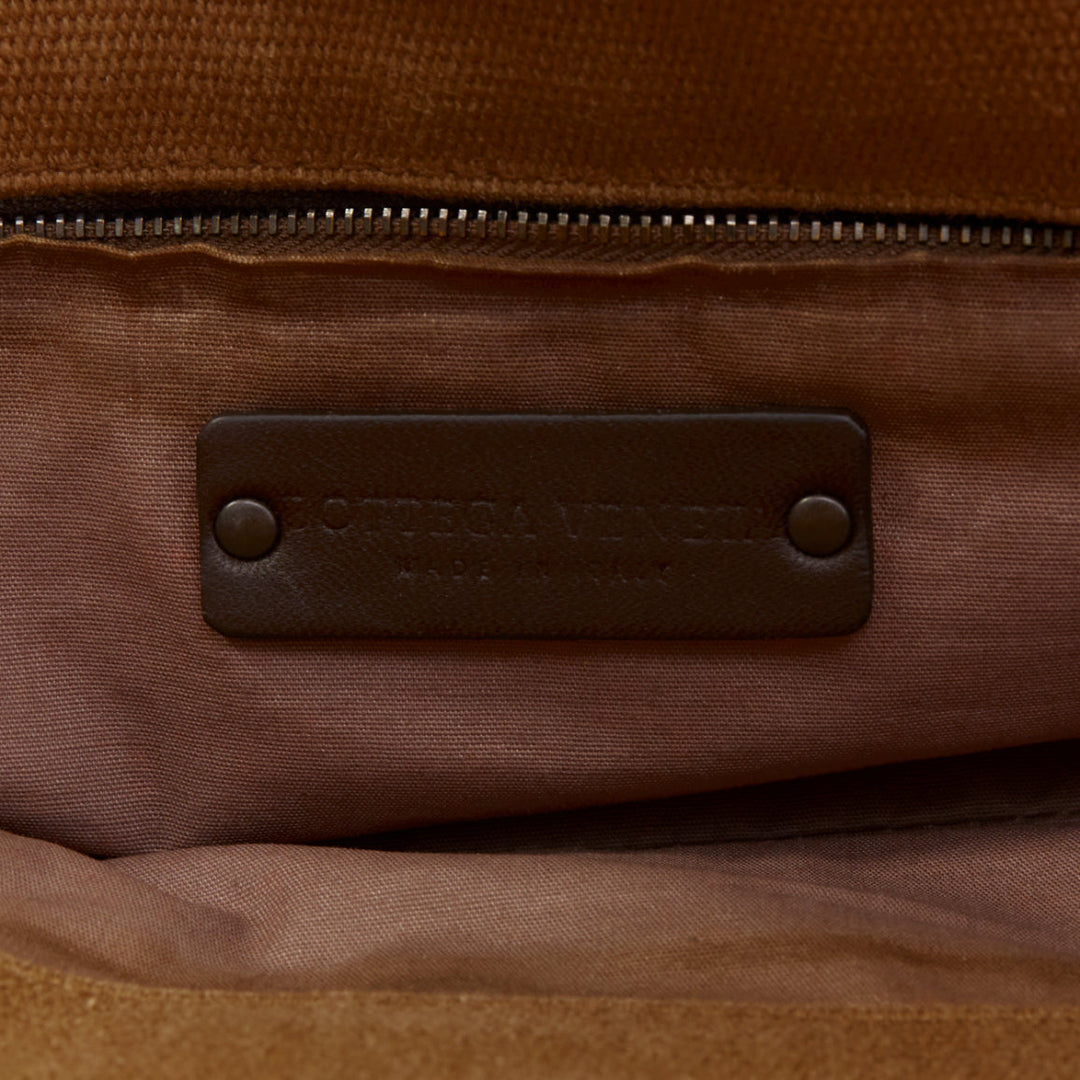 BOTTEGA VENETA gradient ombre brown canvas Intrecciato woven leather handle bag