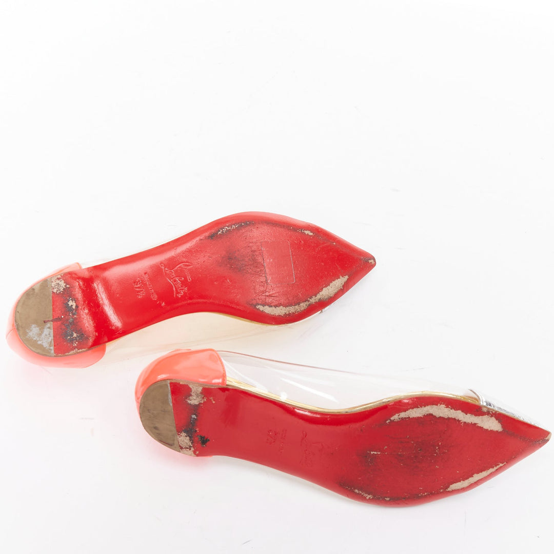 CHRISTIAN LOUBOUTIN 2013 Corbeau Flat Ayers Specchio neon ballet shoes