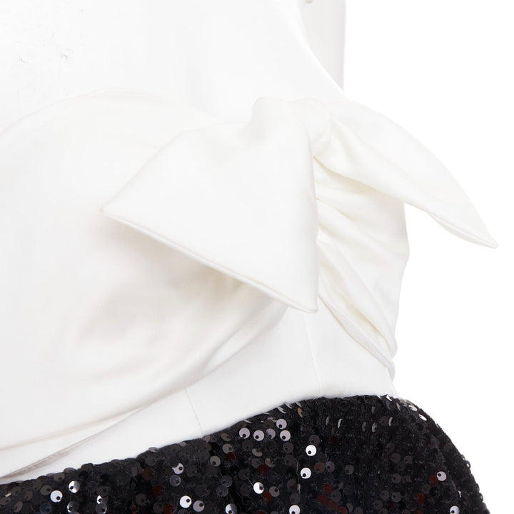 ALEXANDRE VAUTHIER SS2019 white satin bow black sequin mini dress