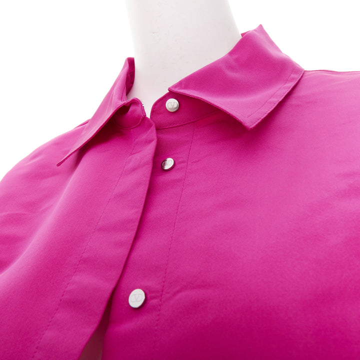 VALENTINO Pier Paolo Piccioili 2022 silk moire PP Pink silk shirt dress IT38 XS