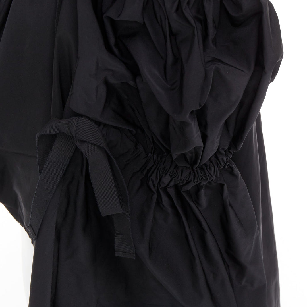 rare DRIES VAN NOTEN Lacroix 2020 Runway black taffeta ostrich ruffle gown FR38