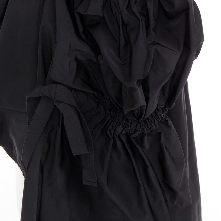 rare DRIES VAN NOTEN Lacroix 2020 Runway black taffeta ostrich ruffle gown FR38