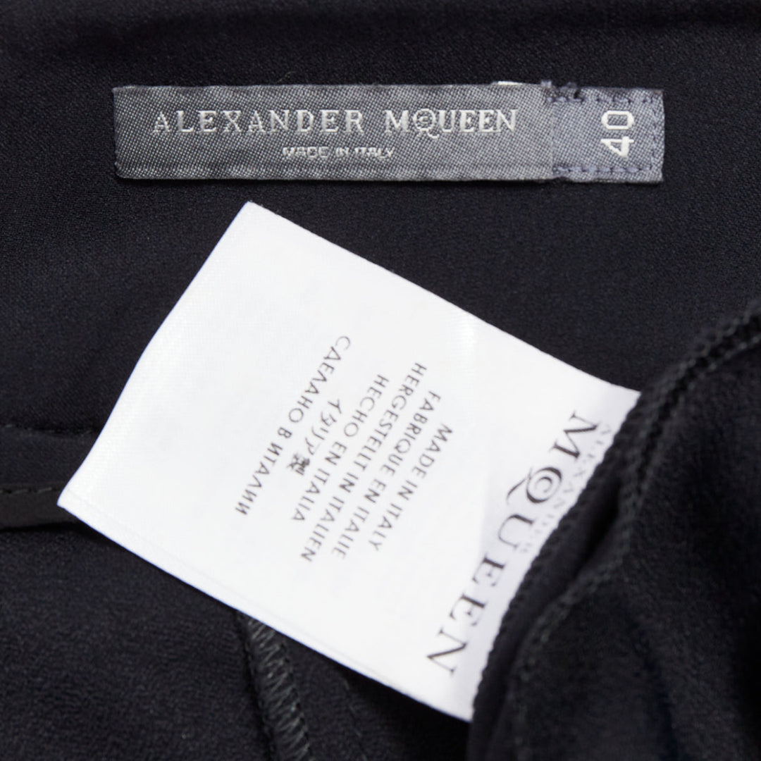 ALEXANDER MCQUEEN 2013 black red lined peplum cropped trousers IT40 S