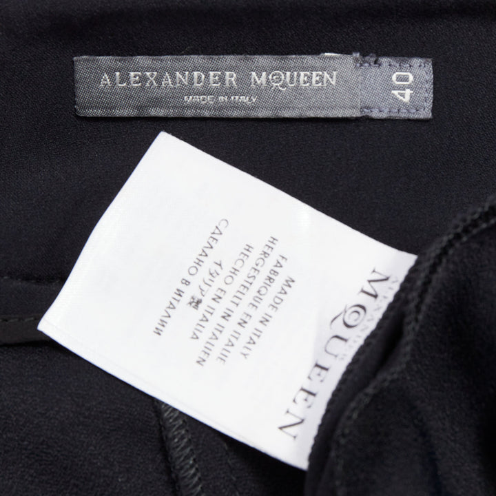 ALEXANDER MCQUEEN 2013 black red lined peplum cropped trousers IT40 S