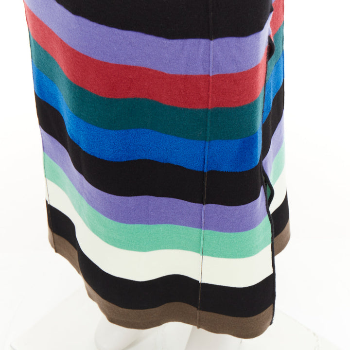 CHRISTOPHER JOHN ROGERS multicolor rainbow stripe knit side slit maxi skirt XS