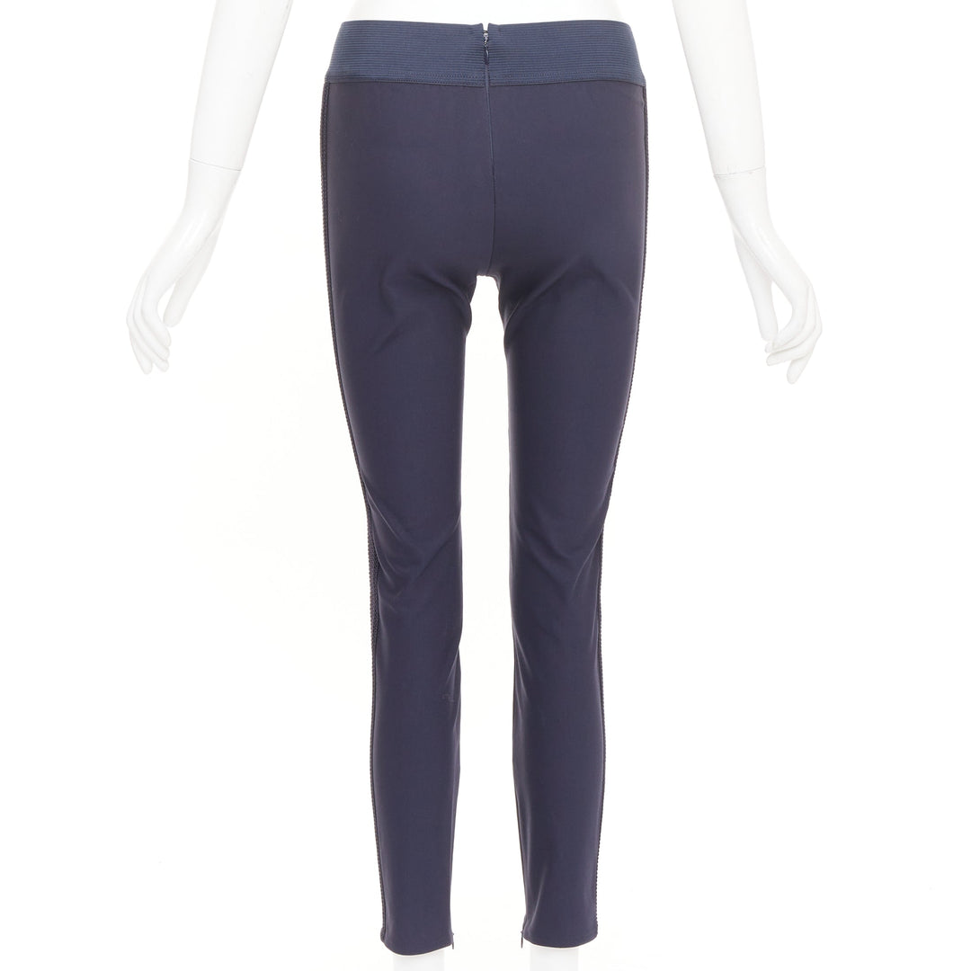STELLA MCCARTNEY 2015 navy cotton blend elastic embroidery cropped pants IT38 XS
