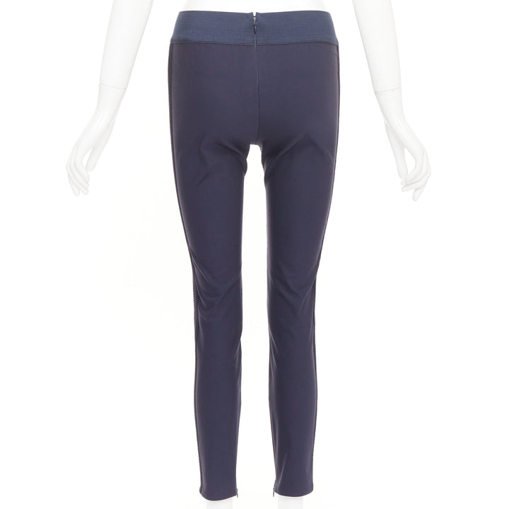 STELLA MCCARTNEY 2015 navy cotton blend elastic embroidery cropped pants IT38 XS