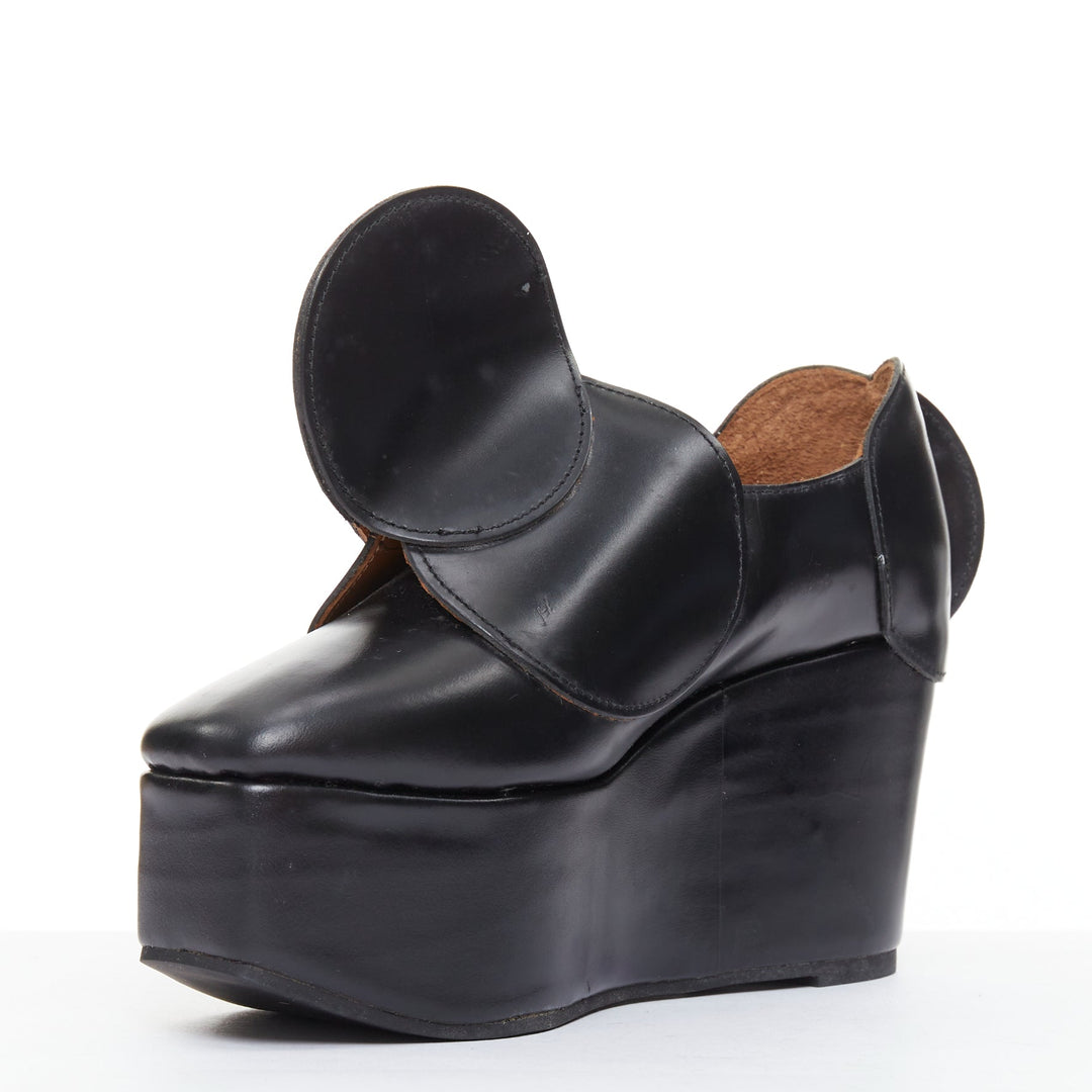 JUNYA WATANABE black leather circle embellished platorm brogue shoes XS