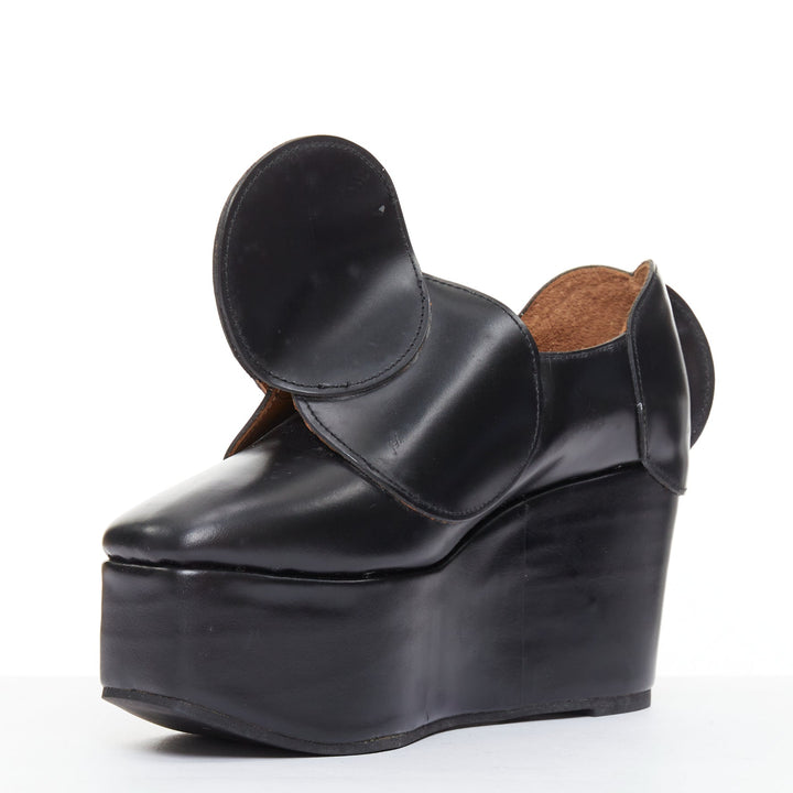 JUNYA WATANABE black leather circle embellished platorm brogue shoes XS