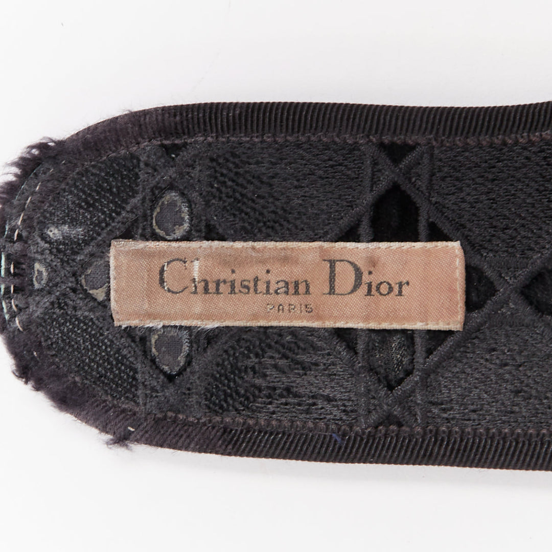 DIOR Chez Moi black velvet cannage quilted velvet flat slides EU35