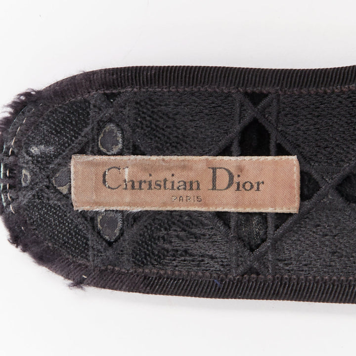 DIOR Chez Moi black velvet cannage quilted velvet flat slides EU35