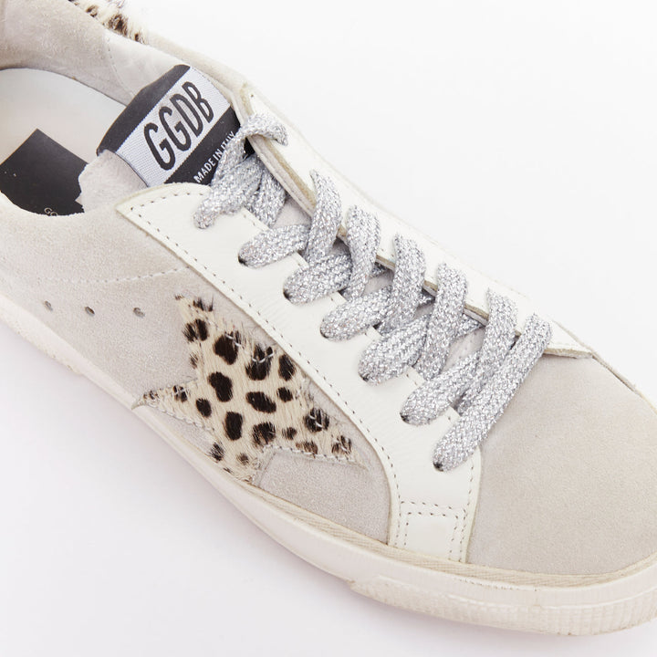 GOLDEN GOOSE Vstar2 metallic silver leather zebra star distressed sneakers EU36