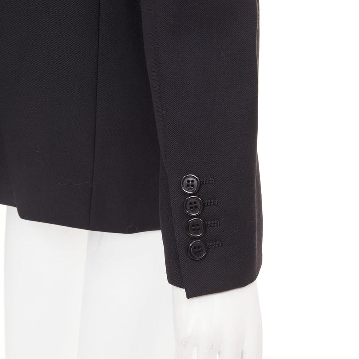 SAINT LAURENT 2018 Le Smoking single breasted peak lapel wool cady jacket FR36 S
