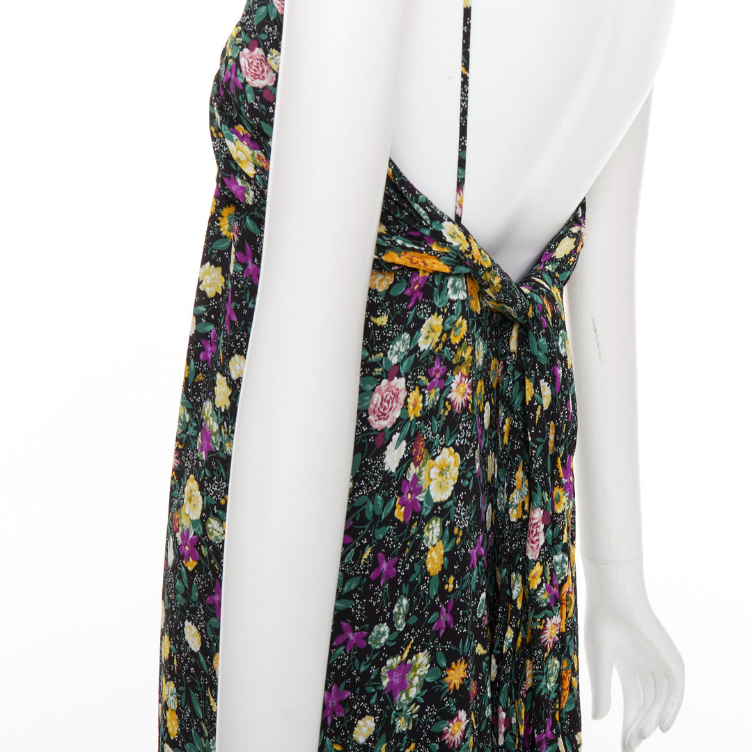 CELINE Hedi Slimane yellow purple floral print viscose dress FR38 M
