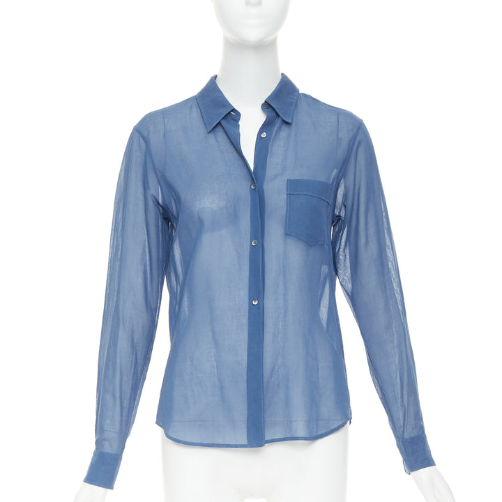 JIL SANDER 2011 Raf Simons blue cotton sheer patch pocket shirt FR36 S