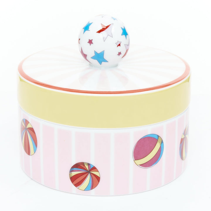 RHERMES Circus Round Box pink yellow white star balls porcelain container