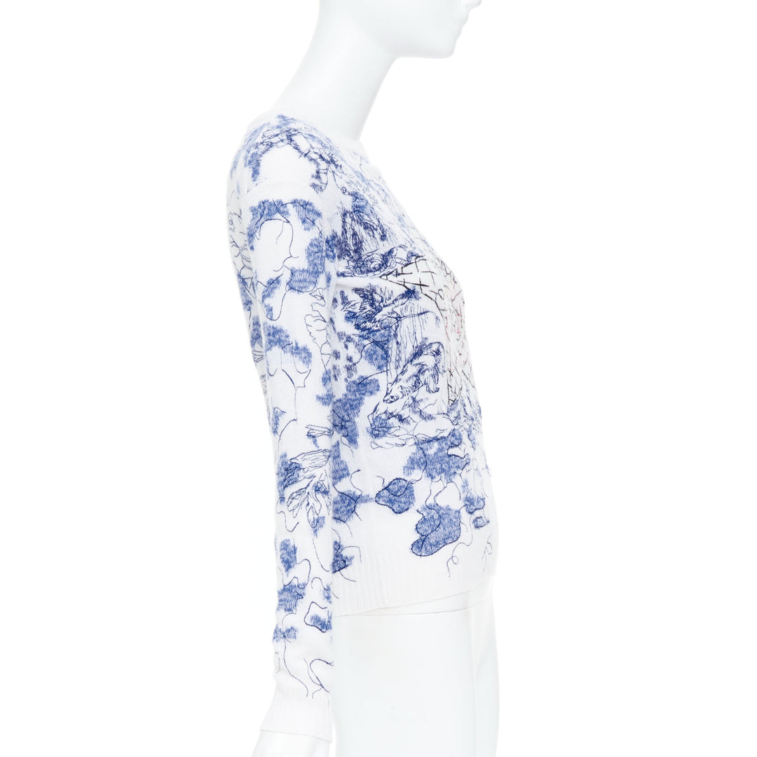 CHRISTIAN DIOR 2020 Around the World embroidered cashmere cotton sweater FR34 XS