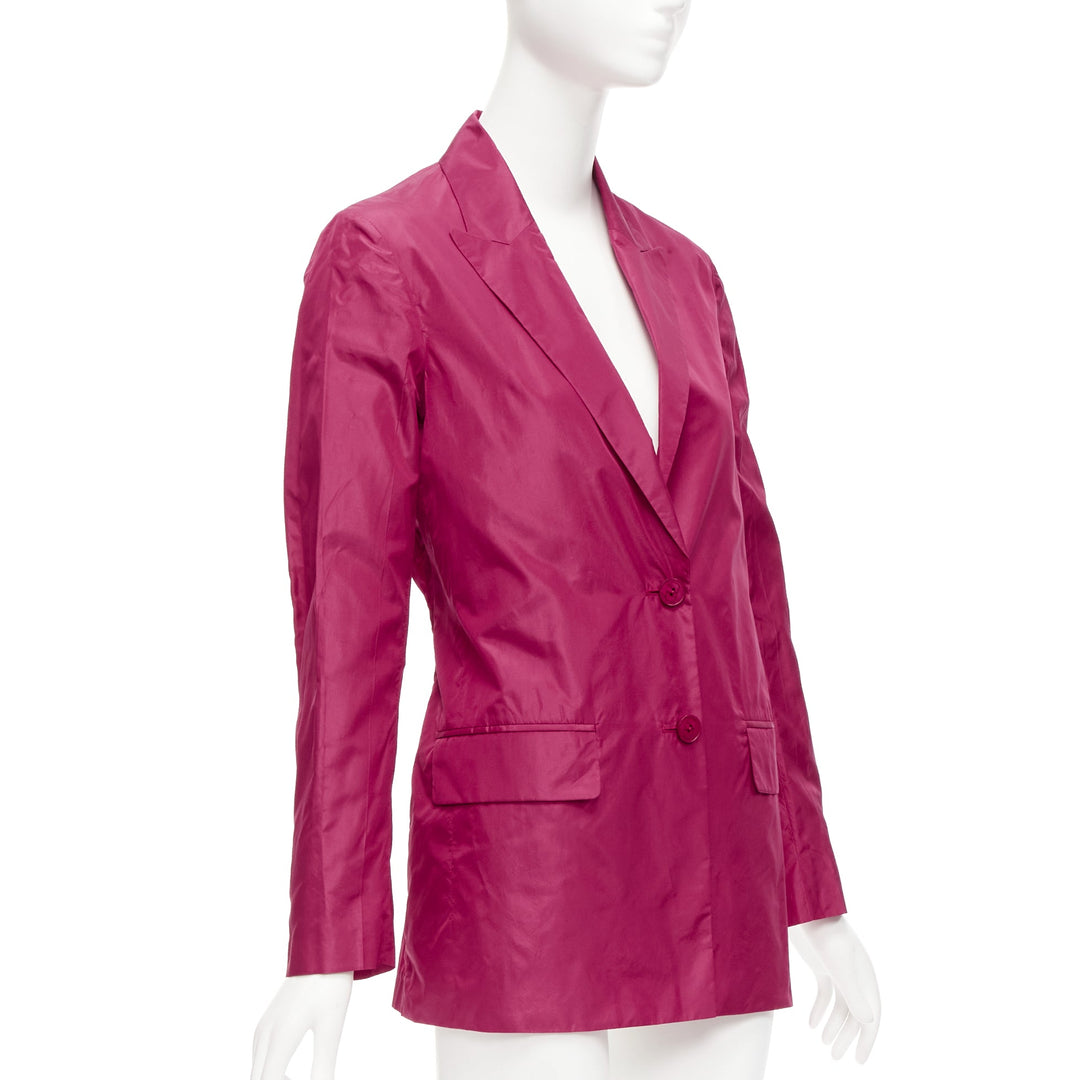 VALENTINO Piccioli 100% silk raspberry pink cinched waist casual blazer IT36 XXS