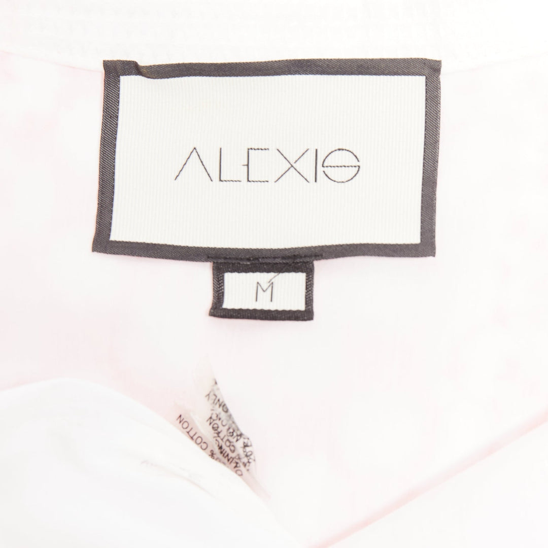 ALEXIS 2020 white pink rustikan floral guipure lace fit flare dress M