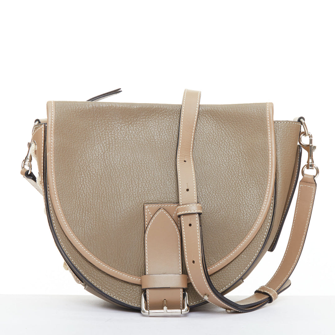 JW ANDERSON Bike taupe leather pocket braided half moon crossbody bag