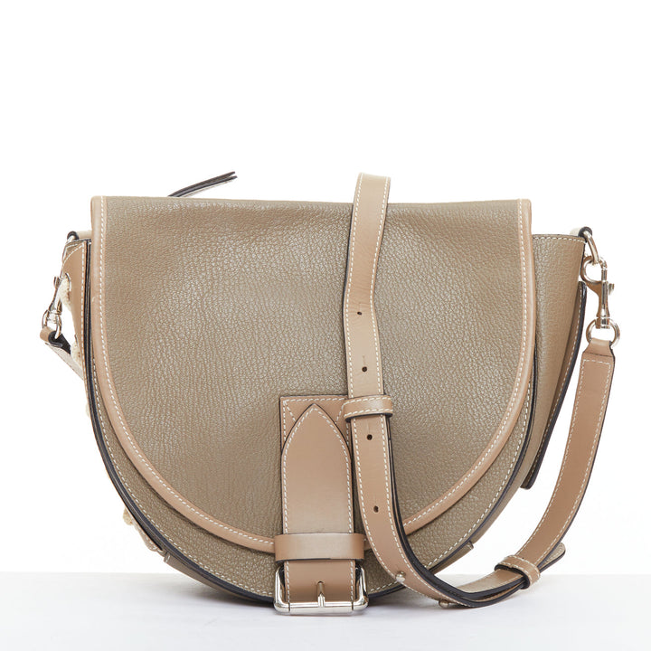JW ANDERSON Bike taupe leather pocket braided half moon crossbody bag