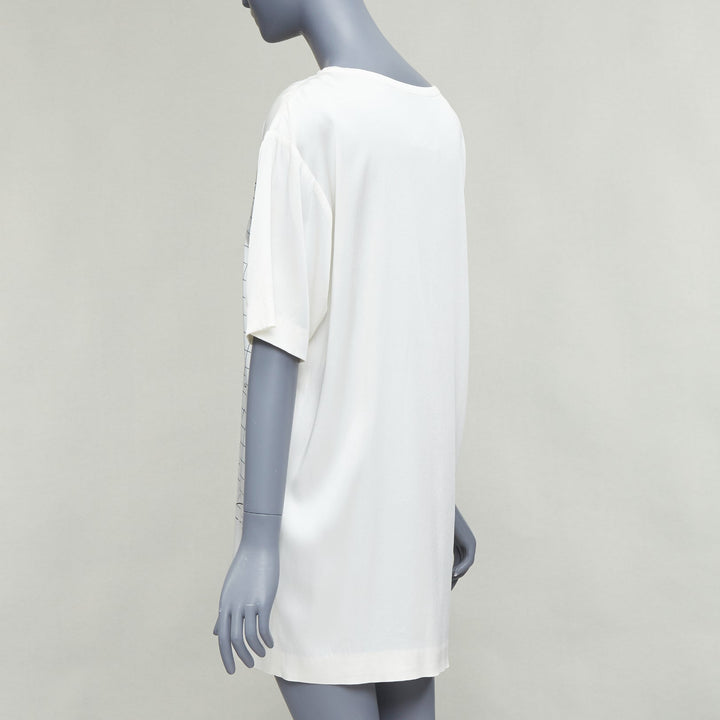 MOSCHINO Jeremy Scott Dry Cleaning Receipt print rayon tshirt dress IT38 XS