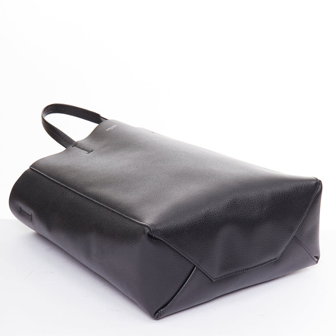 CELINE Small Vertical Cabas black grained calf leather crossbody tote bag