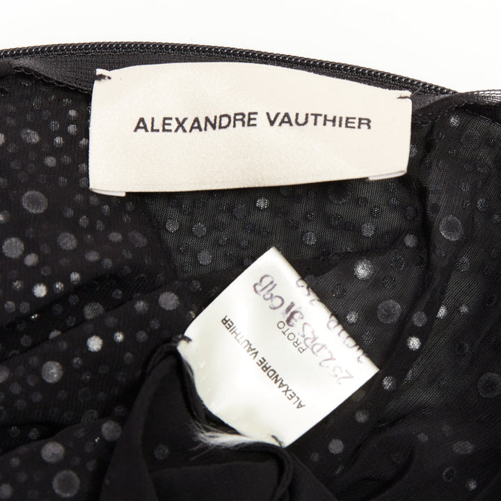 ALEXANDRE VAUTHIER black sheer degrade crystal long sleeve long train gown dress