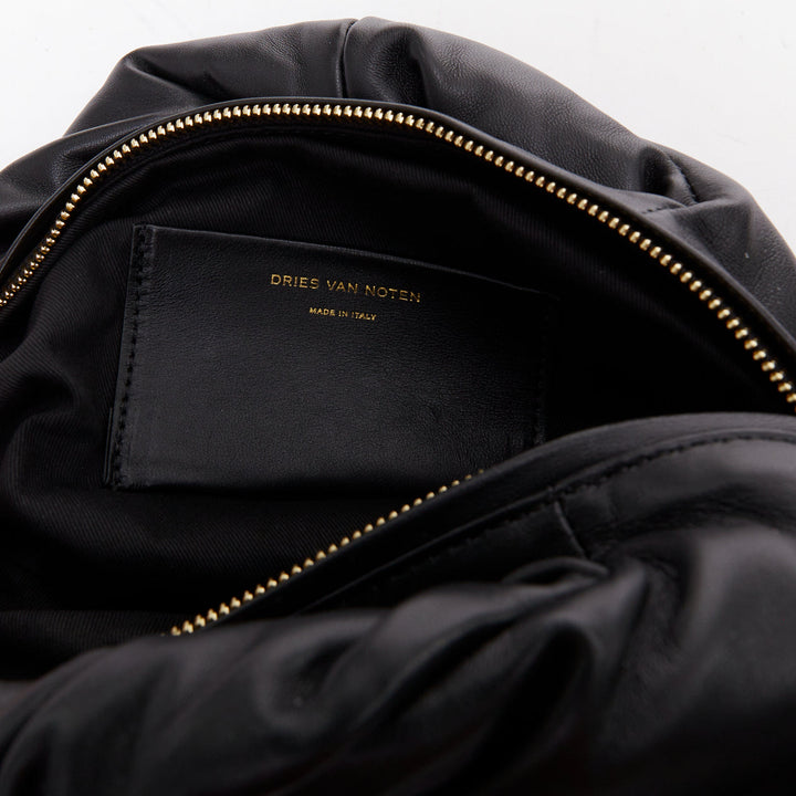DRIES VAN NOTEN Twisted Handle black soft leather top handle bag