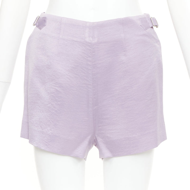 DZOJCHEN lavender purple satin double breasted belted blazer short set XS