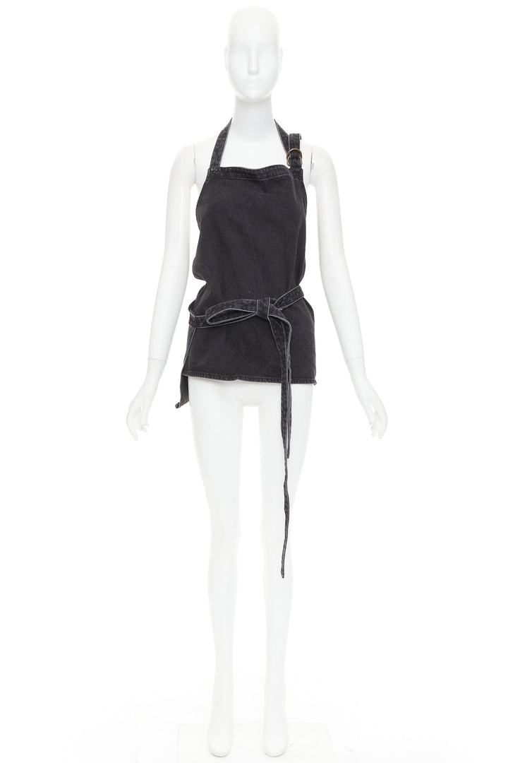 BALENCIAGA Demna 2016 washed grey denim front tie apron¬†top FR36 S