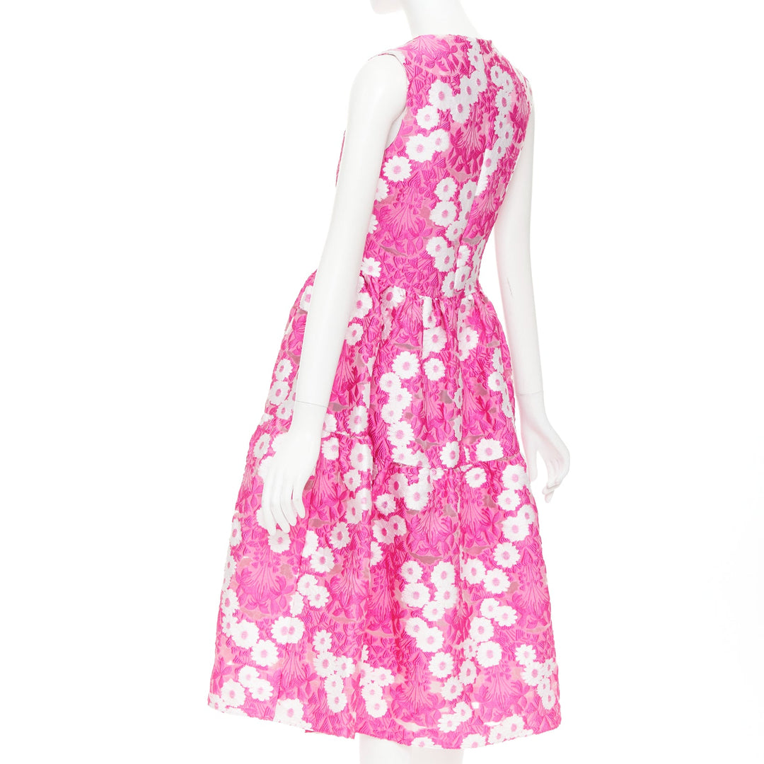 MALENE ODDERSHEDE BACH 2018 pink white Papaver floral jacquard midi dress M