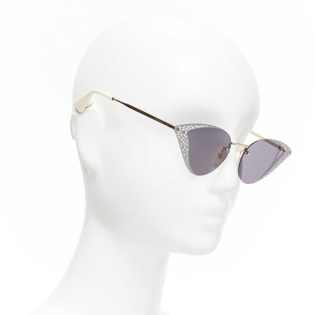 GUCCI Hollywood Forever GG0898S silver crystal black cat eye sunglasses