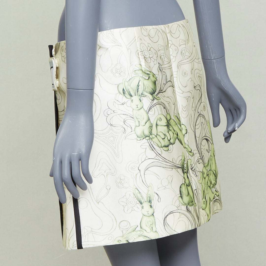 PRADA 2018 Runway James Jean Fairy print rubber tab wrap skirt IT42 M