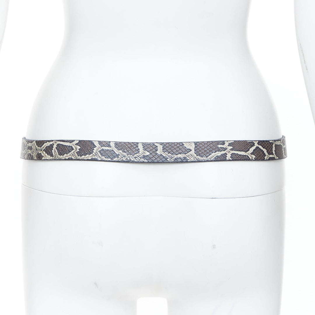 ISABEL MARANT 2021 Zap black embossed calfskin leather skinny loop waist belt S