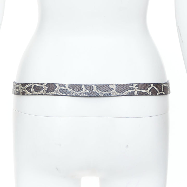 ISABEL MARANT 2021 Zap black embossed calfskin leather skinny loop waist belt S