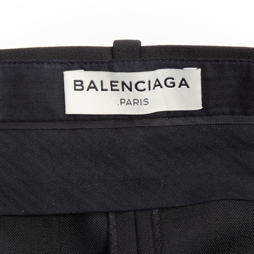 BALENCIAGA black peplum ruffle high waist dress knee shorts FR36 S