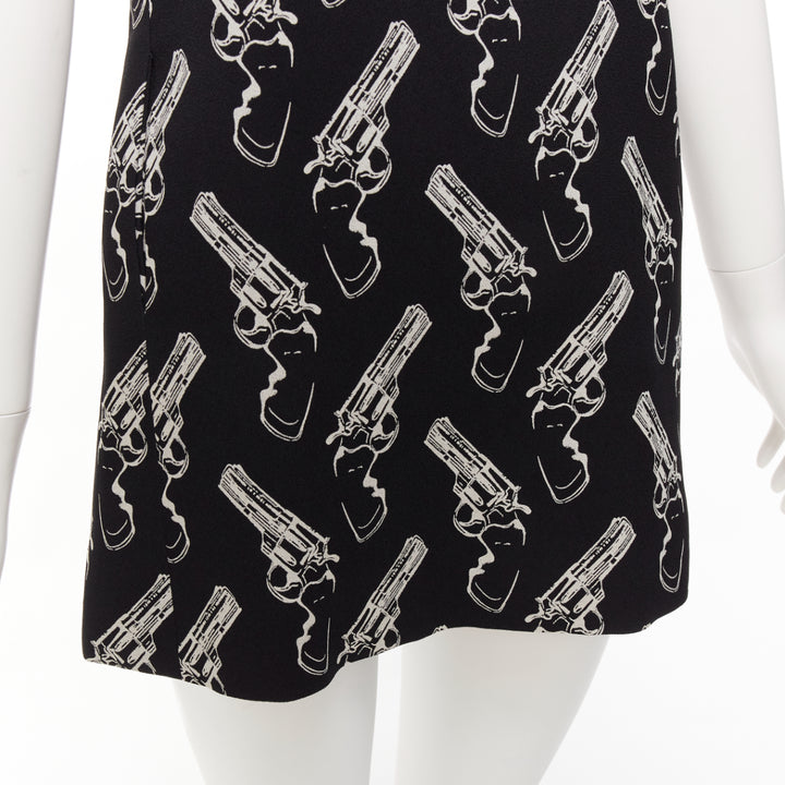 SAINT LAURENT 2014 Gun Pop black white pistol print A-line dress FR34 XS