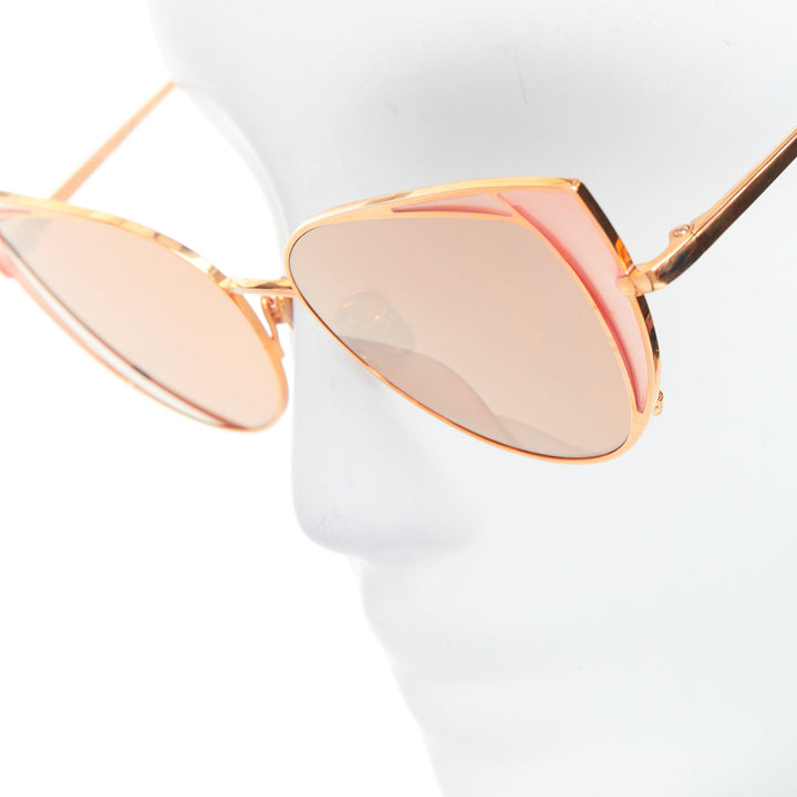 LINDA FARROW Des Voeux LFL855/6 rose gold peach cat eye sunglasses