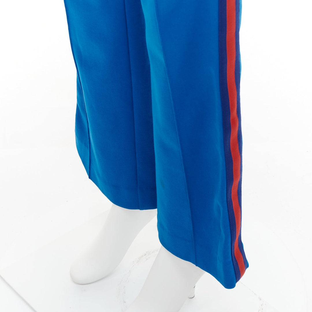 GUCCI blue red webbing trims flare cropped track pants S