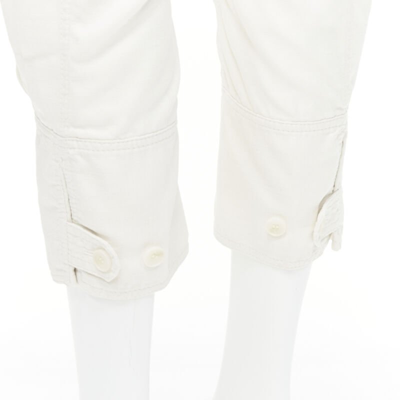 ISSEY MIYAKE white polyester cargo pocket dropped crotch parachute pants JP4 L