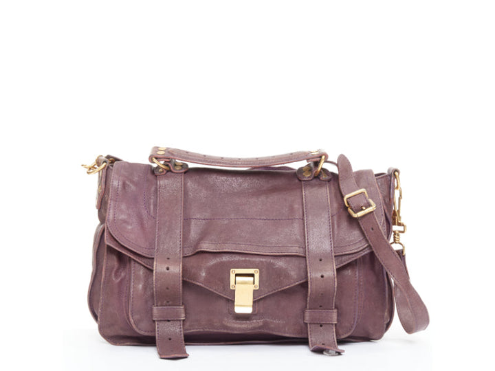 PROENZA SCHOULER PS1 Medium purple leather gold hardware flap satchel bag