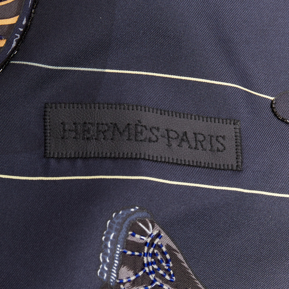 HERMES 2025 Tous en Selle embroidered scarf 90cm 100% silk applique beaded scarf